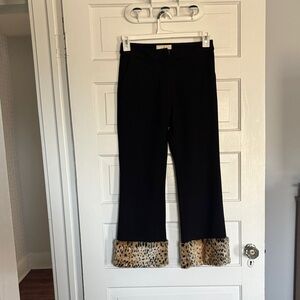 Black Pants with Leopard Print Cuffs